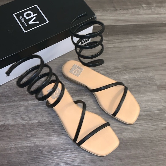 Dolce Vita Black Maralin Ankle Wrap Sandals - Picture 2 of 4